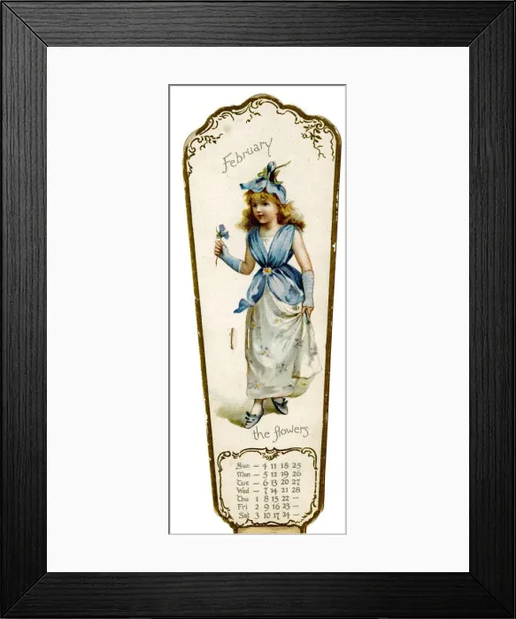 Framed Print : Victorian Calendar, February, Flower Girl Framed Print : Victorian Calendar, February, Flower Girl
