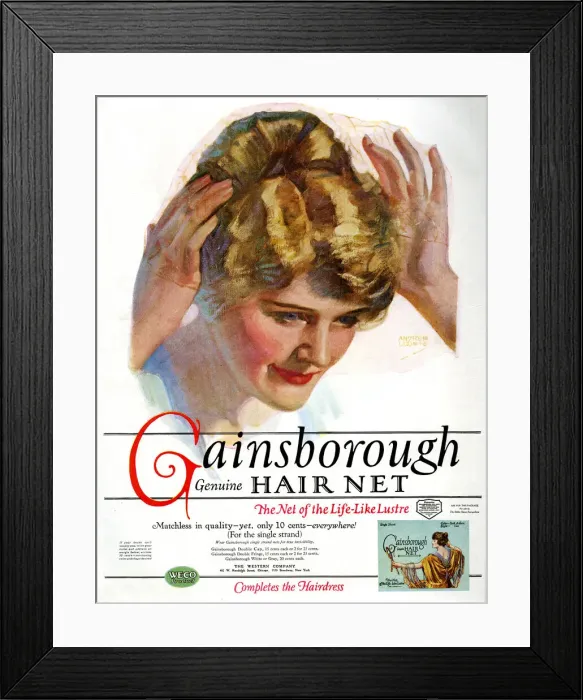 Framed Print : Advert, Gainsborough Genuine Hair Net Framed Print : Advert, Gainsborough Genuine Hair Net