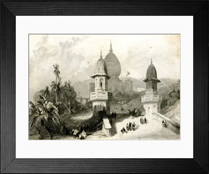 Framed Print : Ghat and Temple at Gokul, India Framed Print : Ghat and Temple at Gokul, India