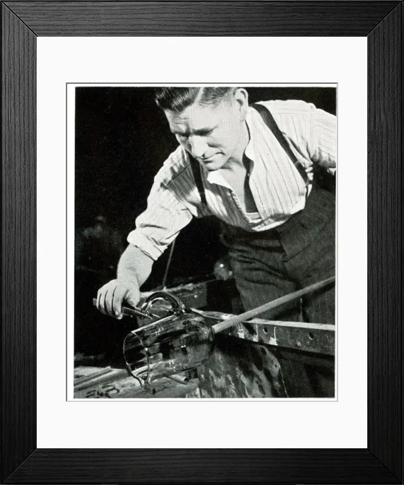 Framed Print : Glass blower fixing a handle on a jug Framed Print : Glass blower fixing a handle on a jug