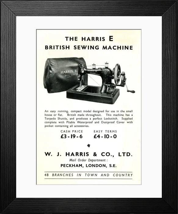 Framed Print : Harris Sewing Machine Model E Framed Print : Harris Sewing Machine Model E