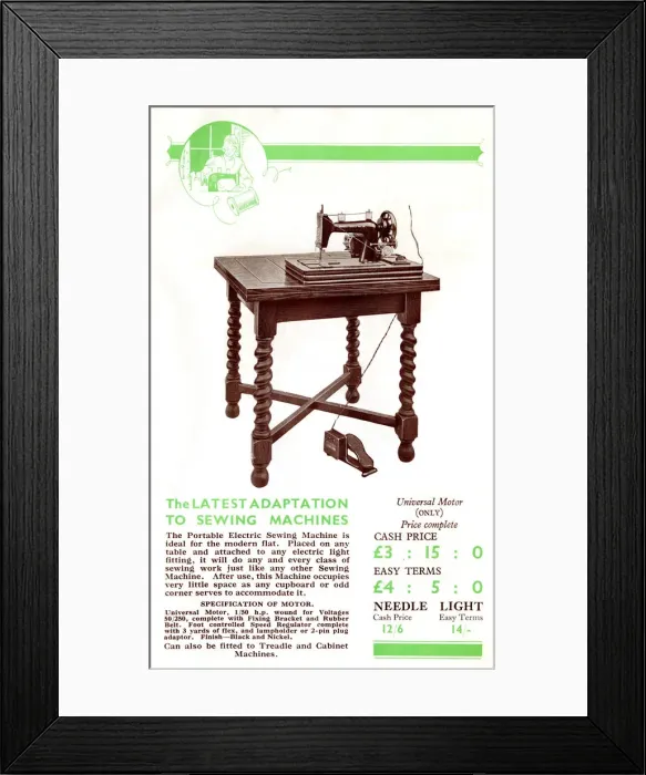 Framed Print : Harris Sewing Machine adapted to electric motor Framed Print : Harris Sewing Machine adapted to electric motor