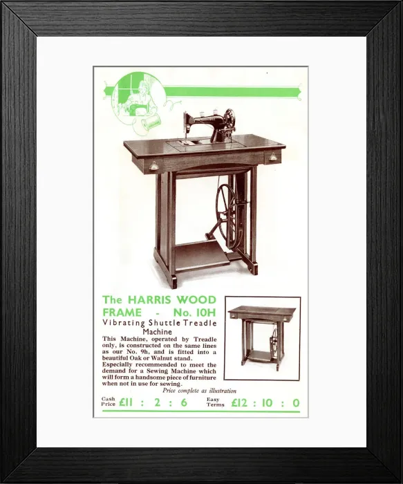 Framed Print : Harris Sewing Machine, Model No. 10H Framed Print : Harris Sewing Machine, Model No. 10H