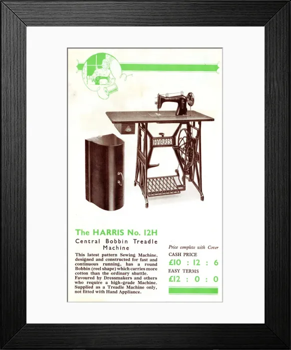 Framed Print : Harris Sewing Machine, Model No. 12H Framed Print : Harris Sewing Machine, Model No. 12H
