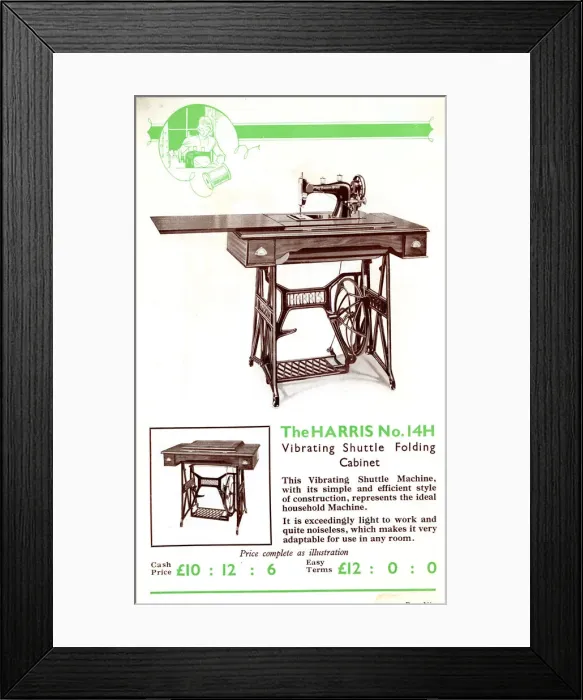Framed Print : Harris Sewing Machine, Model No. 14H Framed Print : Harris Sewing Machine, Model No. 14H