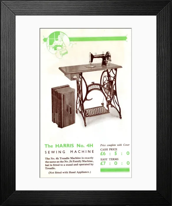 Framed Print : Harris Sewing Machine, Model No. 4H Framed Print : Harris Sewing Machine, Model No. 4H
