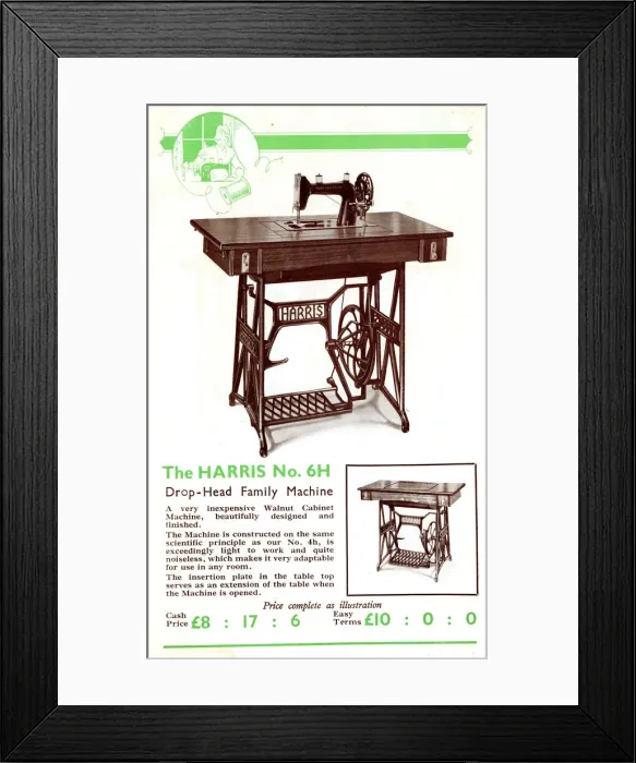 Framed Print : Harris Sewing Machine, Model No. 6H Framed Print : Harris Sewing Machine, Model No. 6H