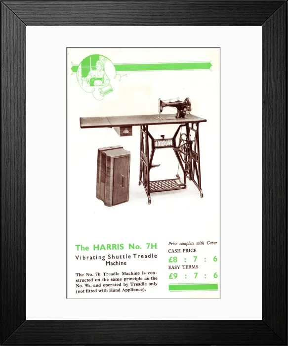Framed Print : Harris Sewing Machine, Model No. 7H Framed Print : Harris Sewing Machine, Model No. 7H