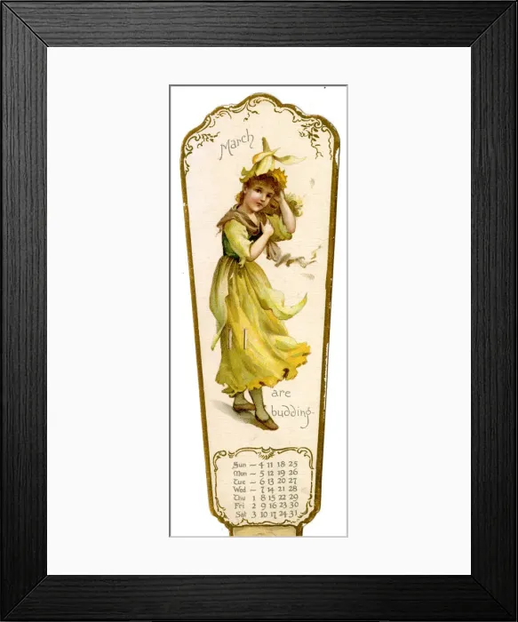 Framed Print : Victorian Calendar, March, Flowers are Budding Framed Print : Victorian Calendar, March, Flowers are Budding