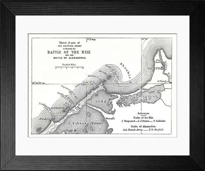 Framed Print : Map of the Battle of the Nile, and Battle of Alexandria Framed Print : Map of the Battle of the Nile, and Battle of Alexandria