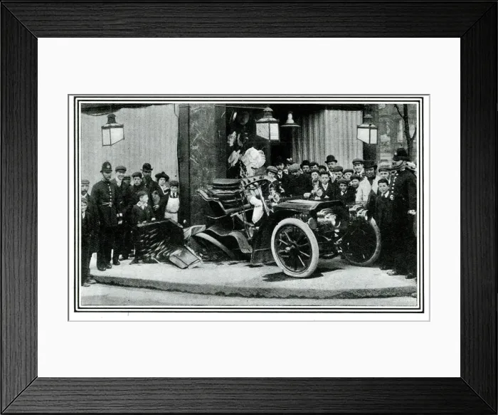 Framed Print : Motor car crash, foot of Kingston Hill, Norbiton, Surrey Framed Print : Motor car crash, foot of Kingston Hill, Norbiton, Surrey