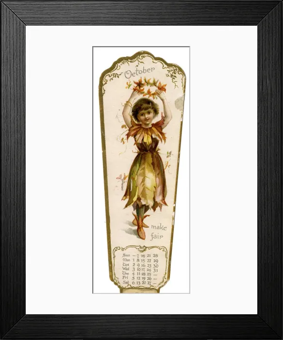 Framed Print : Victorian Calendar, October, Autumn Leaves Framed Print : Victorian Calendar, October, Autumn Leaves