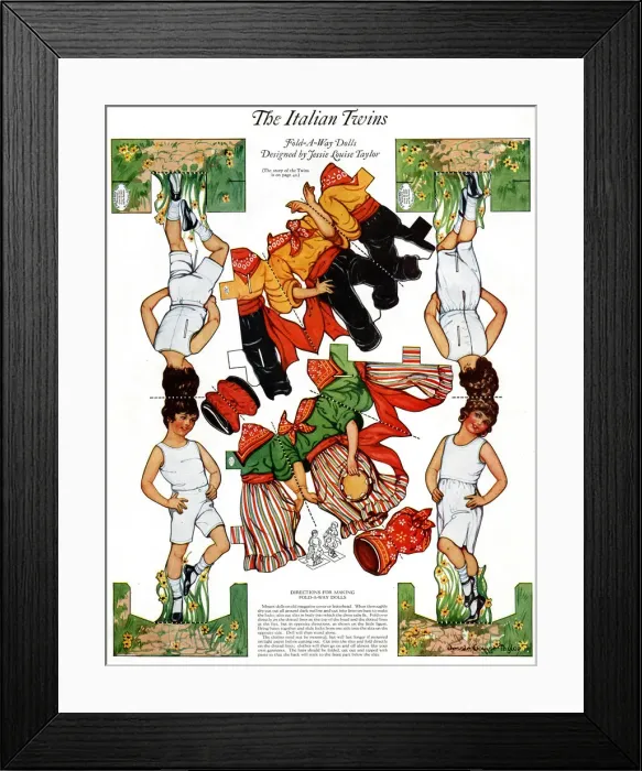 Framed Print : Paper Dolls, The Italian Twins Framed Print : Paper Dolls, The Italian Twins