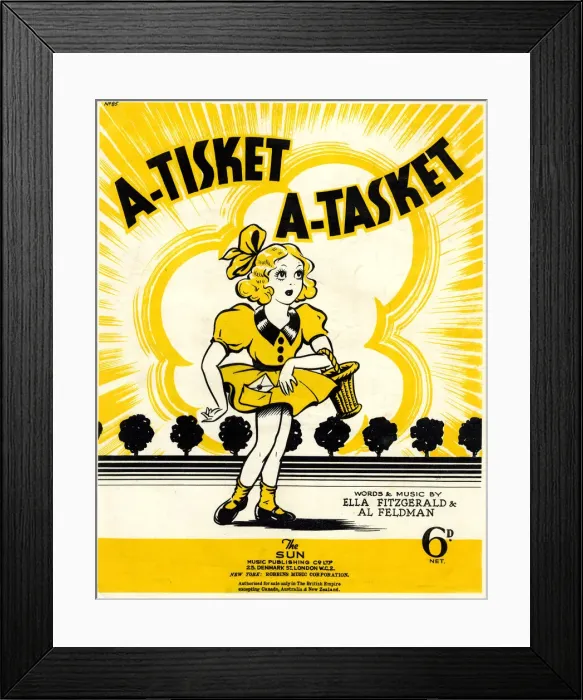 Framed Print : Music cover, A-Tisket A-Tasket, Ella Fitzgerald Framed Print : Music cover, A-Tisket A-Tasket, Ella Fitzgerald