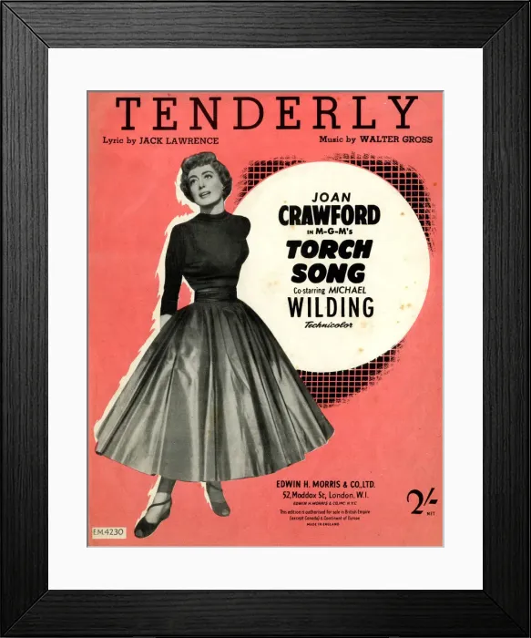Framed Print : Music cover, Tenderly, Joan Crawford Framed Print : Music cover, Tenderly, Joan Crawford