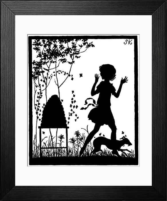 Framed Print : Silhouette, Girl and Beehive Framed Print : Silhouette, Girl and Beehive