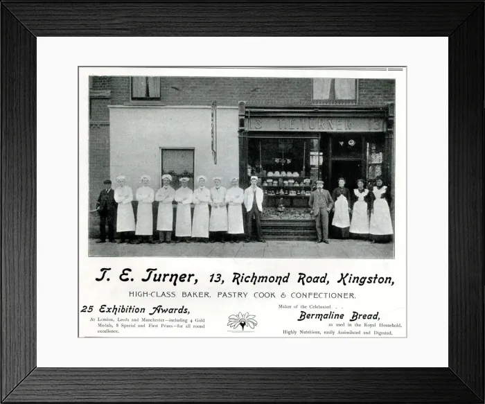 Framed Print : Advert, T E Turner, Bakery, Kingston-on-Thames, Surrey Framed Print : Advert, T E Turner, Bakery, Kingston-on-Thames, Surrey