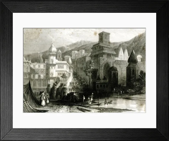 Framed Print : The Ghat, Haridwar, India, Hindus bathing in the Ganges Framed Print : The Ghat, Haridwar, India, Hindus bathing in the Ganges