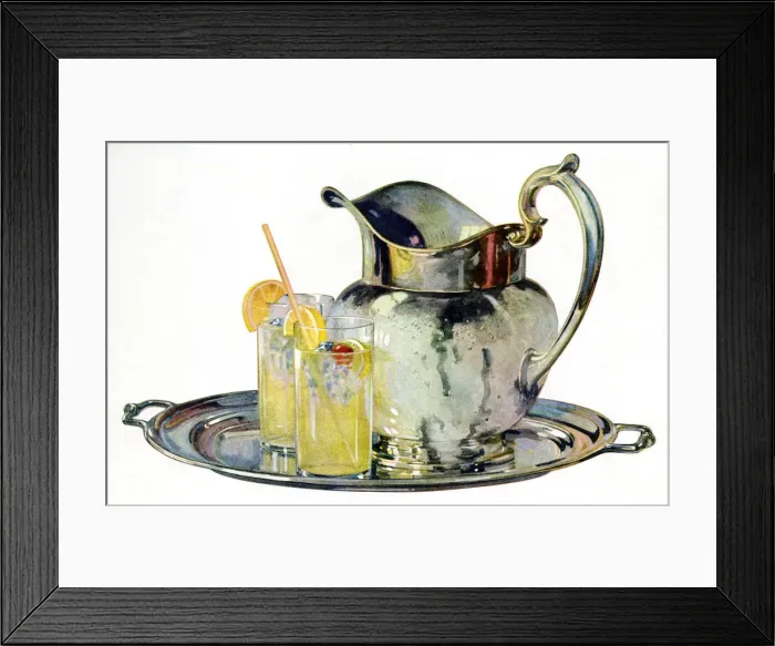 Framed Print : Tray with lemonade jug and two glasses Framed Print : Tray with lemonade jug and two glasses