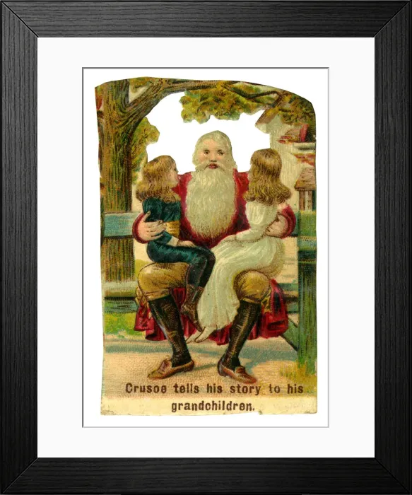 Framed Print : Victorian scrap, Robinson Crusoe tells his story Framed Print : Victorian scrap, Robinson Crusoe tells his story