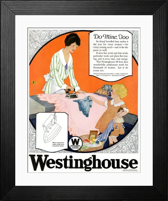 Framed Print : Advert, Westinghouse electric iron Framed Print : Advert, Westinghouse electric iron