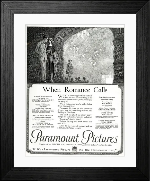 Framed Print : Advert, When Romance Calls, Paramount Pictures
