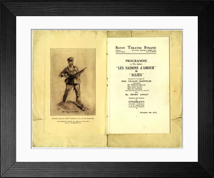 Framed Print : WW1 Fundraiser Programme, Savoy Theatre Framed Print : WW1 Fundraiser Programme, Savoy Theatre