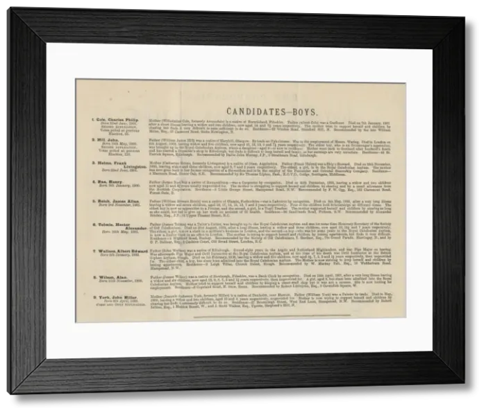Framed Print : Royal Caledonian Orphan Asylum, Bushey - Candidate List Framed Print : Royal Caledonian Orphan Asylum, Bushey - Candidate List