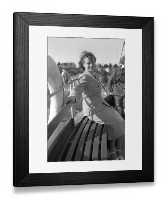 Framed Print : Smartly-dressed young ladyon Menai Straits Steamer ferry Framed Print : Smartly-dressed young ladyon Menai Straits Steamer ferry