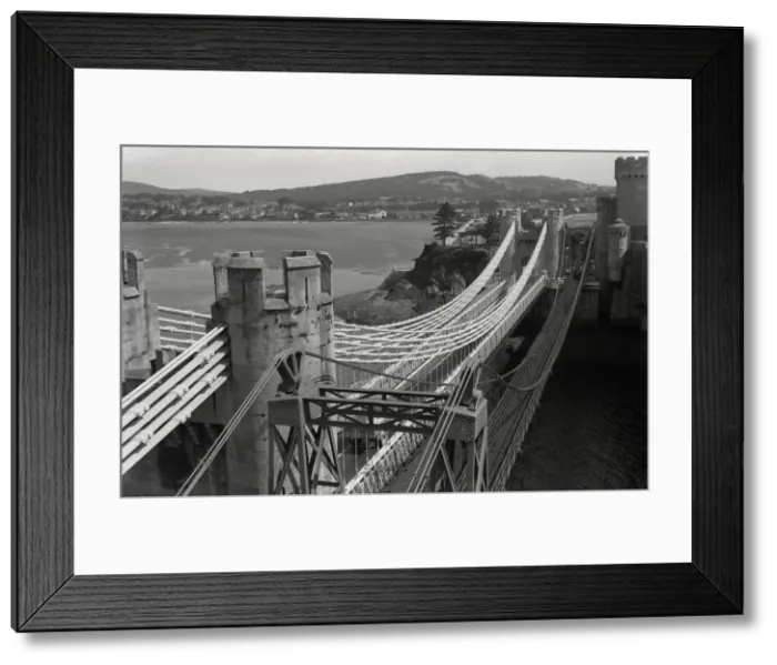 Framed Print : Conwy Suspension Bridge, Pedestrian Footbridge, North Wales Framed Print : Conwy Suspension Bridge, Pedestrian Footbridge, North Wales