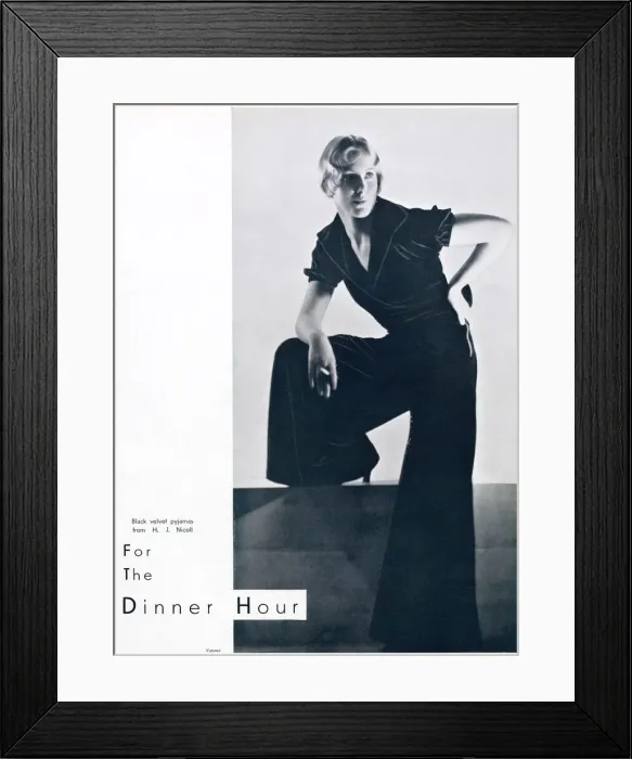 Framed Print : Black velvet pyjamas from H. J. Nicholl by Madame Yevonde Framed Print : Black velvet pyjamas from H. J. Nicholl by Madame Yevonde