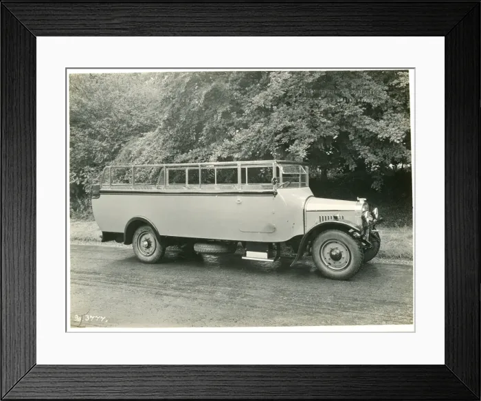 Framed Print : Coach on A2 long, Wadham. Open-top single-decker bus Framed Print : Coach on A2 long, Wadham. Open-top single-decker bus