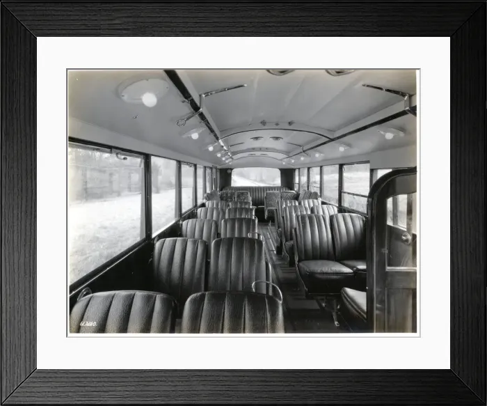 Framed Print : Bus with sunroof closed, interior Framed Print : Bus with sunroof closed, interior