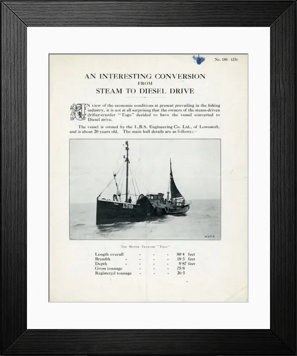 Framed Print : Converting from marine steam to diesel drive Framed Print : Converting from marine steam to diesel drive