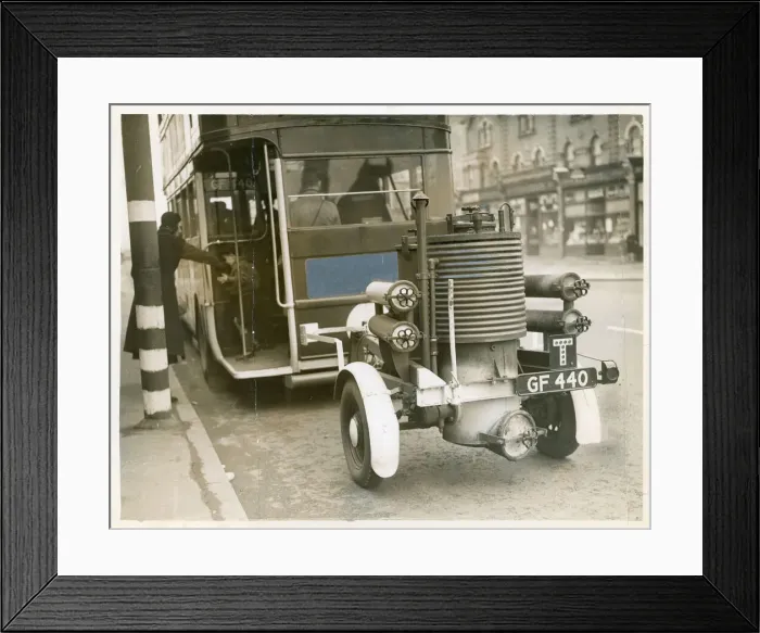 Framed Print : Gas Bus the first one [in photo] was in public service between Kingston