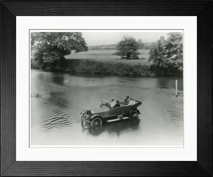Framed Print : Napier Colonial car crossing a river Framed Print : Napier Colonial car crossing a river