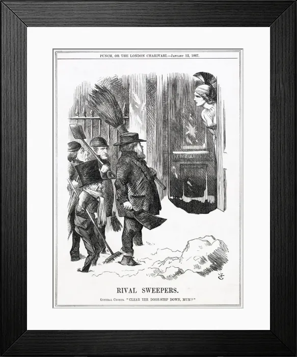 Framed Print : Cartoon, Rival Sweepers (Electoral Reform) Framed Print : Cartoon, Rival Sweepers (Electoral Reform)