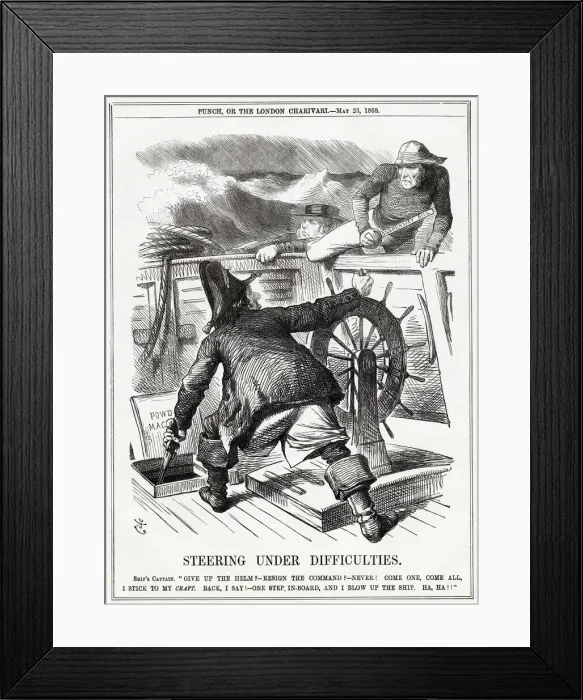 Framed Print : Cartoon, Steering Under Difficulties (Disraeli, Gladstone) Framed Print : Cartoon, Steering Under Difficulties (Disraeli, Gladstone)