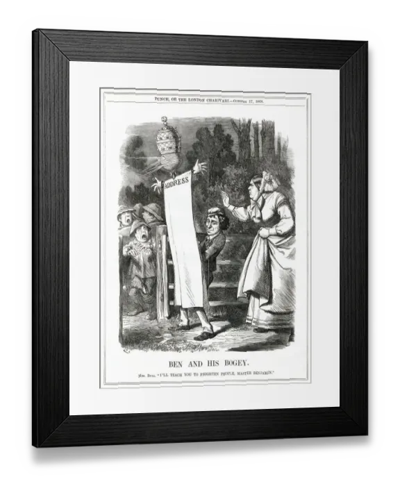 Framed Print : Cartoon, Ben and his Bogey (Disraeli) Framed Print : Cartoon, Ben and his Bogey (Disraeli)