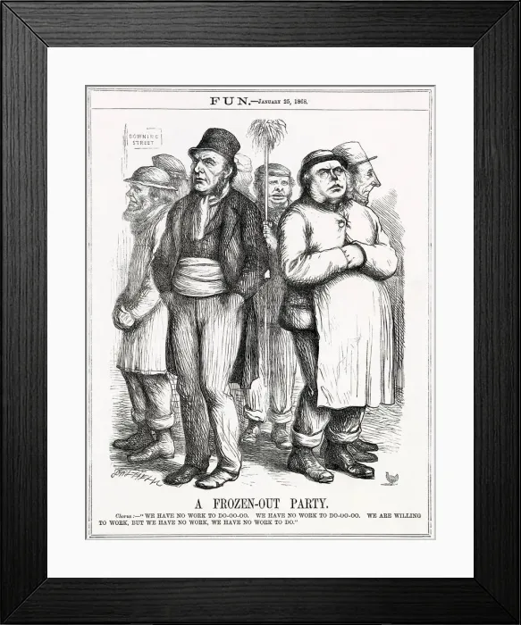 Framed Print : Cartoon, A Frozen-Out Party (Gladstone and Liberals) Framed Print : Cartoon, A Frozen-Out Party (Gladstone and Liberals)