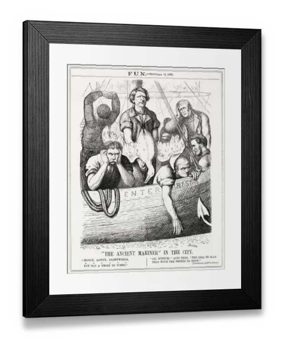 Framed Print : Cartoon, The Ancient Mariner in the City (financiers) Framed Print : Cartoon, The Ancient Mariner in the City (financiers)