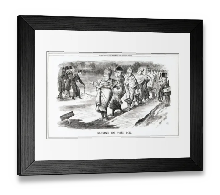 Framed Print : Cartoon, Sliding on Thin Ice (Roman Catholicism) Framed Print : Cartoon, Sliding on Thin Ice (Roman Catholicism)
