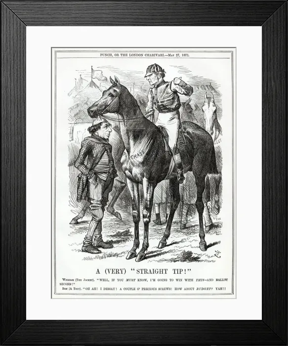 Framed Print : Cartoon, A (Very) Straight Tip! (Disraeli and Gladstone) Framed Print : Cartoon, A (Very) Straight Tip! (Disraeli and Gladstone)