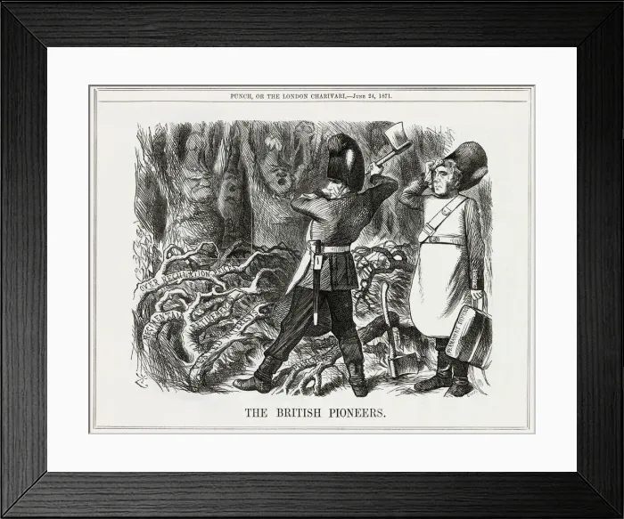 Framed Print : Cartoon, The British Pioneers (Gladstone) Framed Print : Cartoon, The British Pioneers (Gladstone)
