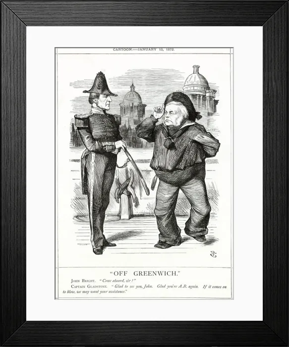 Framed Print : Cartoon, Off Greenwich (Gladstone and Bright) Framed Print : Cartoon, Off Greenwich (Gladstone and Bright)