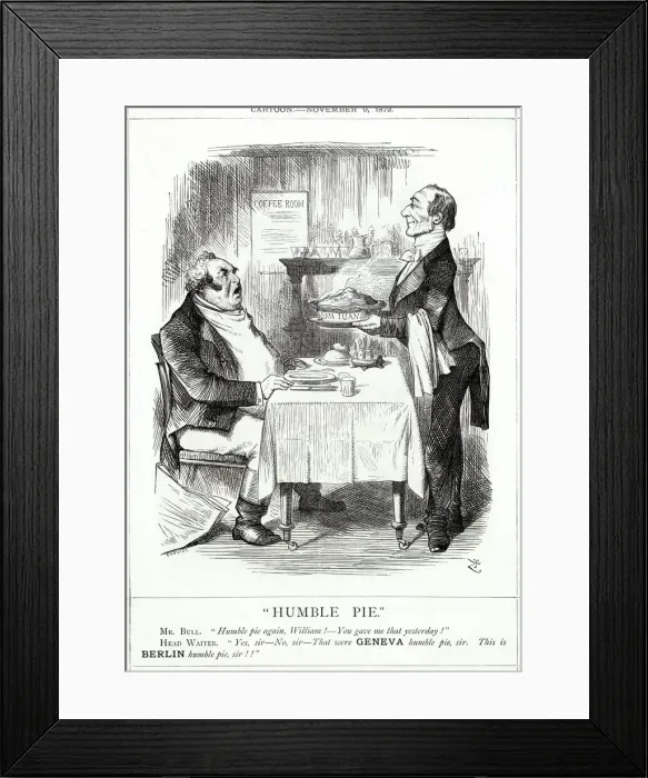 Framed Print : Cartoon, Humble Pie (Gladstone and San Juan Island) Framed Print : Cartoon, Humble Pie (Gladstone and San Juan Island)