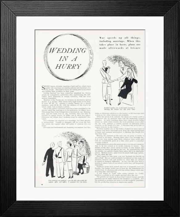 Framed Print : Wedding in a hurry, 1944 Framed Print : Wedding in a hurry, 1944