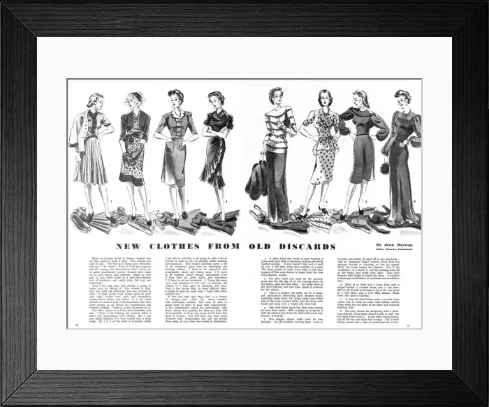 Framed Print : New clothes from old discards, 1942 Framed Print : New clothes from old discards, 1942