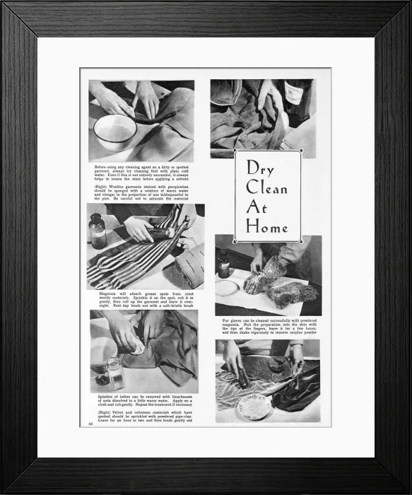 Framed Print : Dry clean at home, 1943 Framed Print : Dry clean at home, 1943