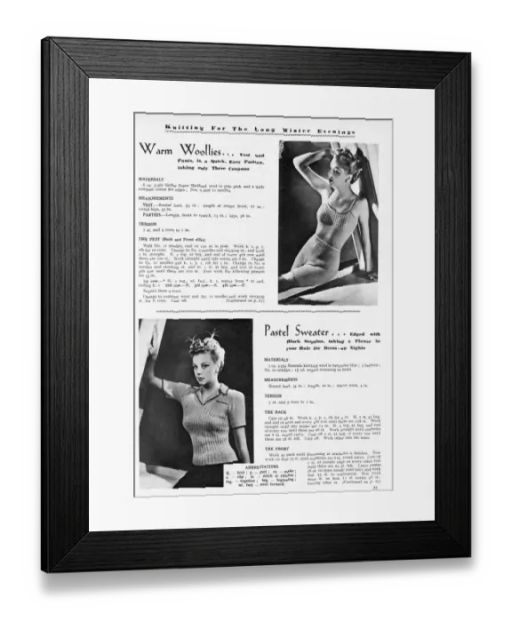 Framed Print : Knitting for the long winter evenings, 1943 Framed Print : Knitting for the long winter evenings, 1943
